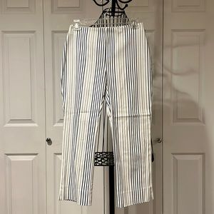 INC Capri blue and white striped pant